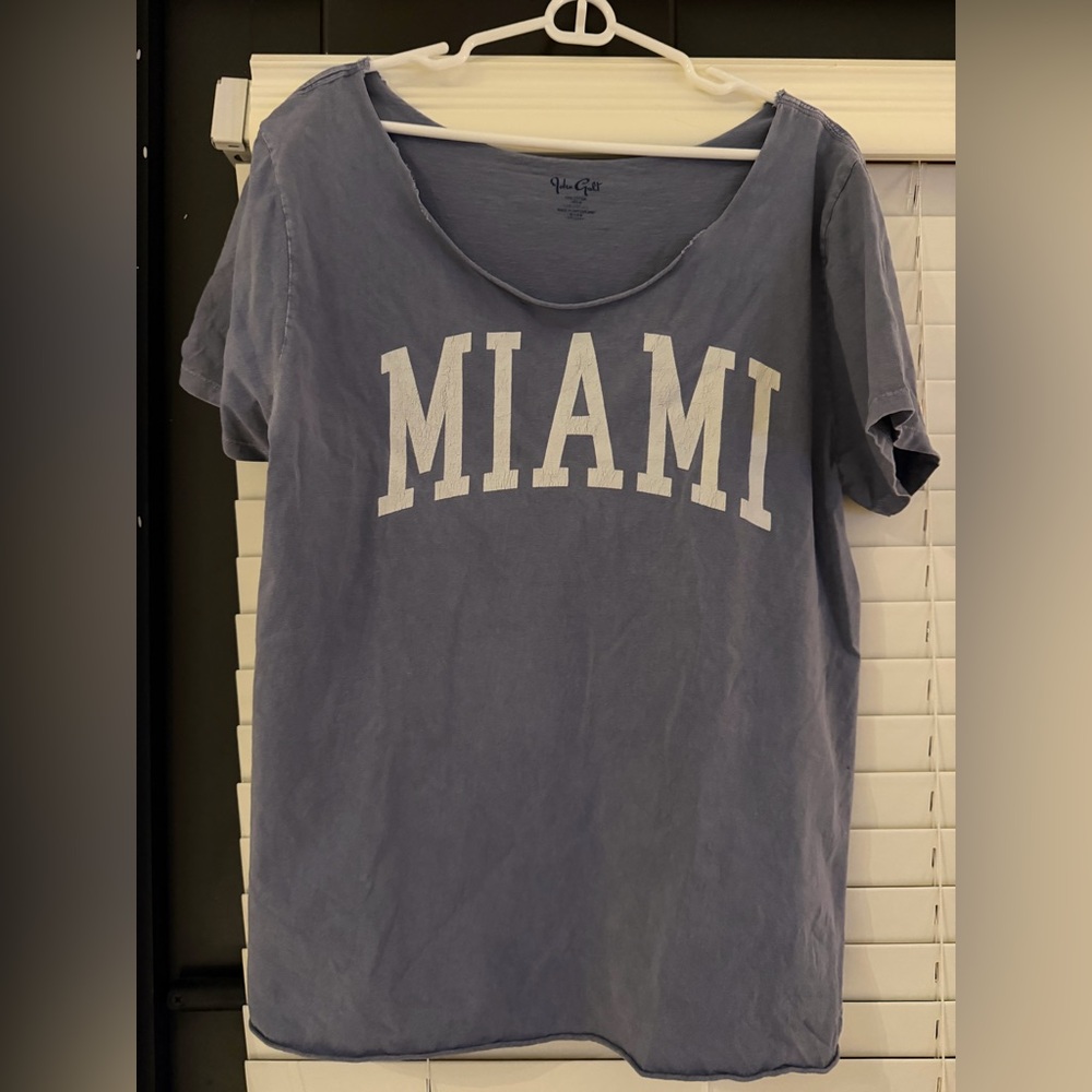 Brandy Melville oversized  Washed Blue 'MIAMI' Graphic Short Sleeve Tee
